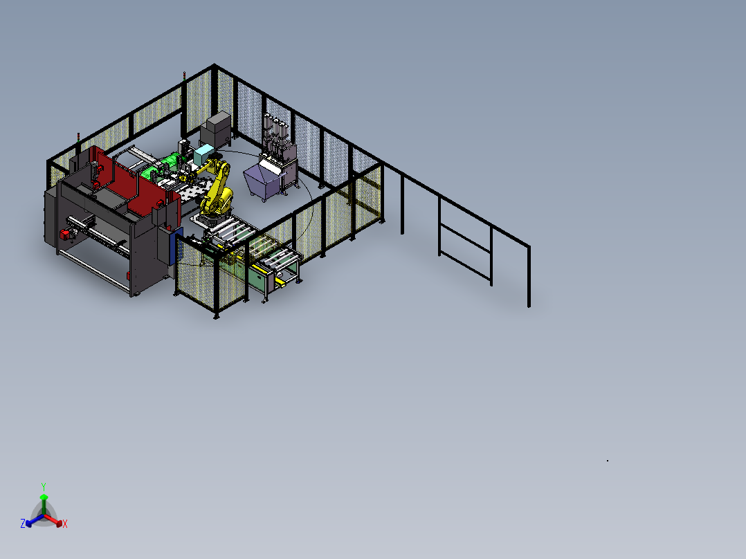 2023.02月-电梯门板机器人冲孔折弯系统sw19可编辑正等轴测图