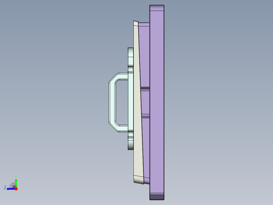 大尺寸电脑中框铣凹槽避位结构CNC编程程序模型右视图