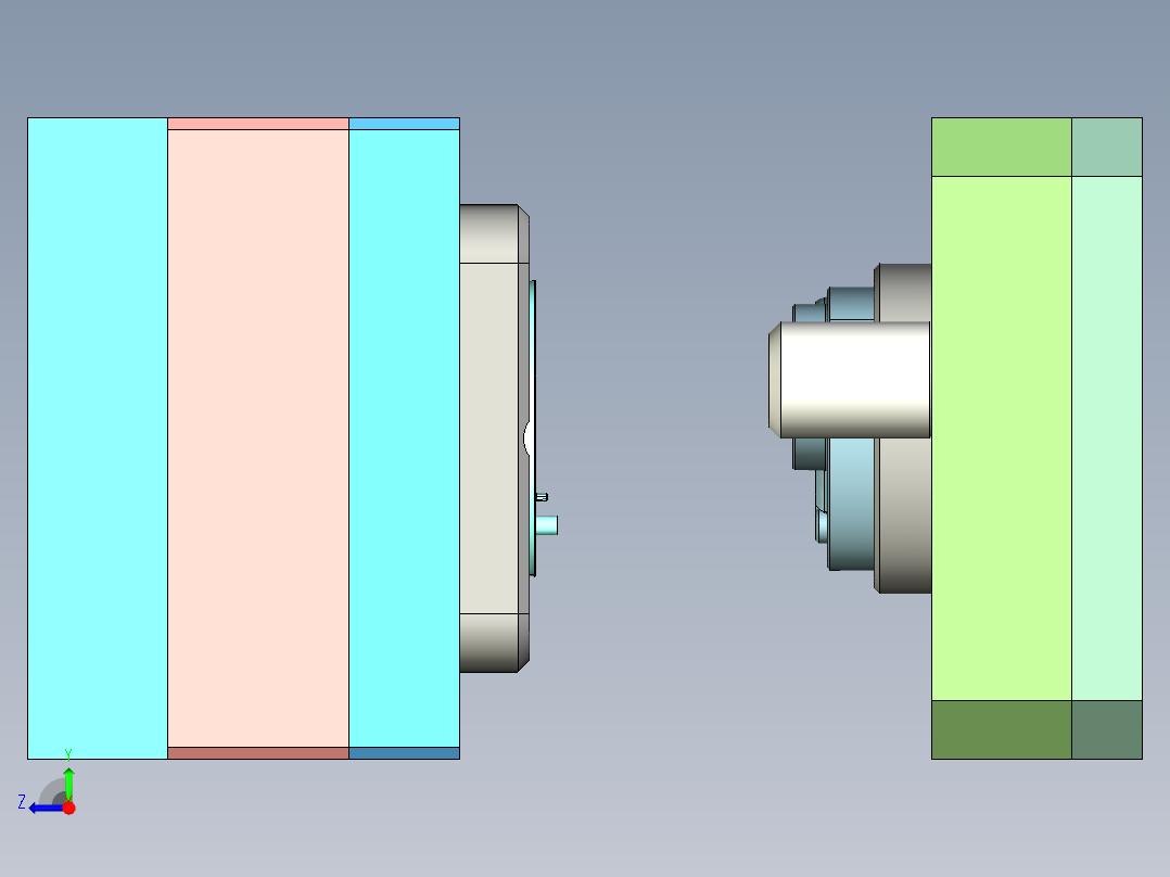 化妆盒切边模具设计右视图