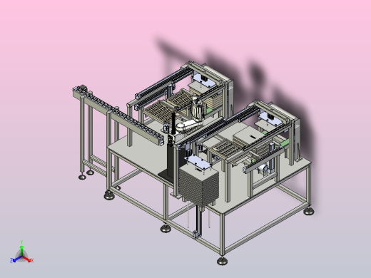 制品盖膜码垛机三维模型图纸