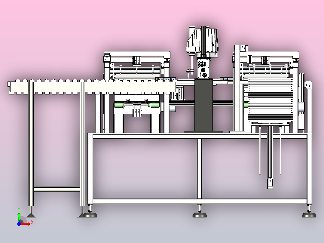 制品盖膜码垛机三维模型图纸前视图