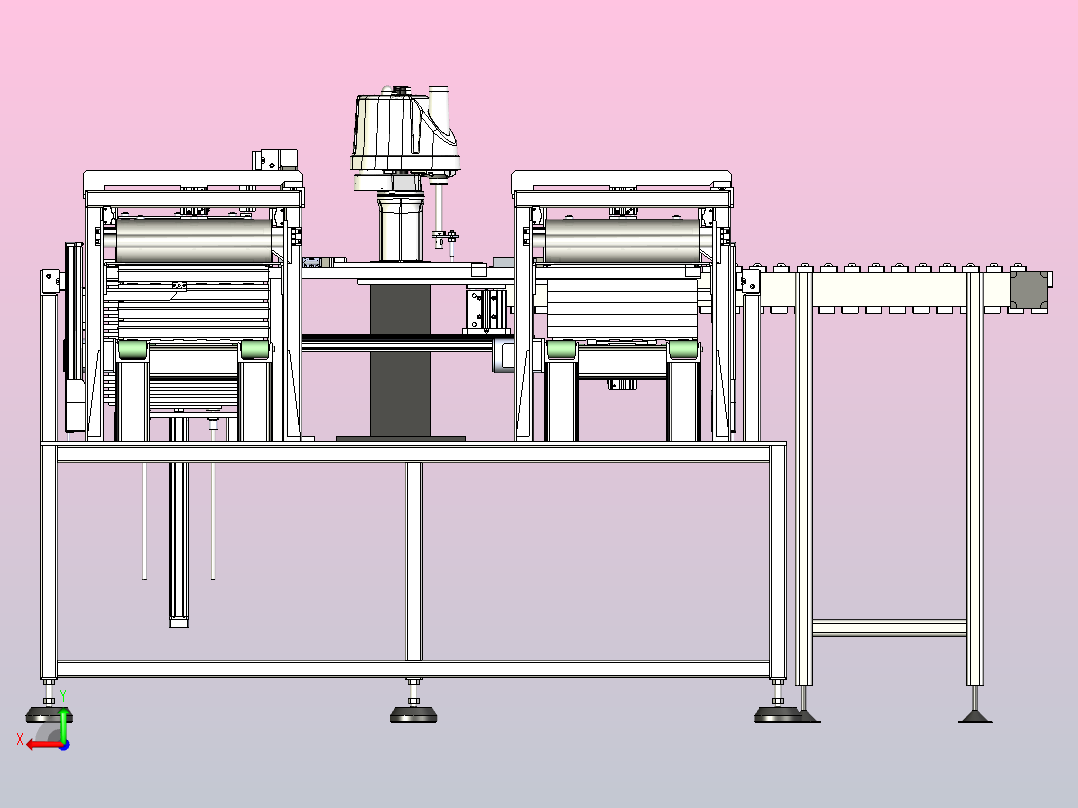 制品盖膜码垛机三维模型图纸后视图