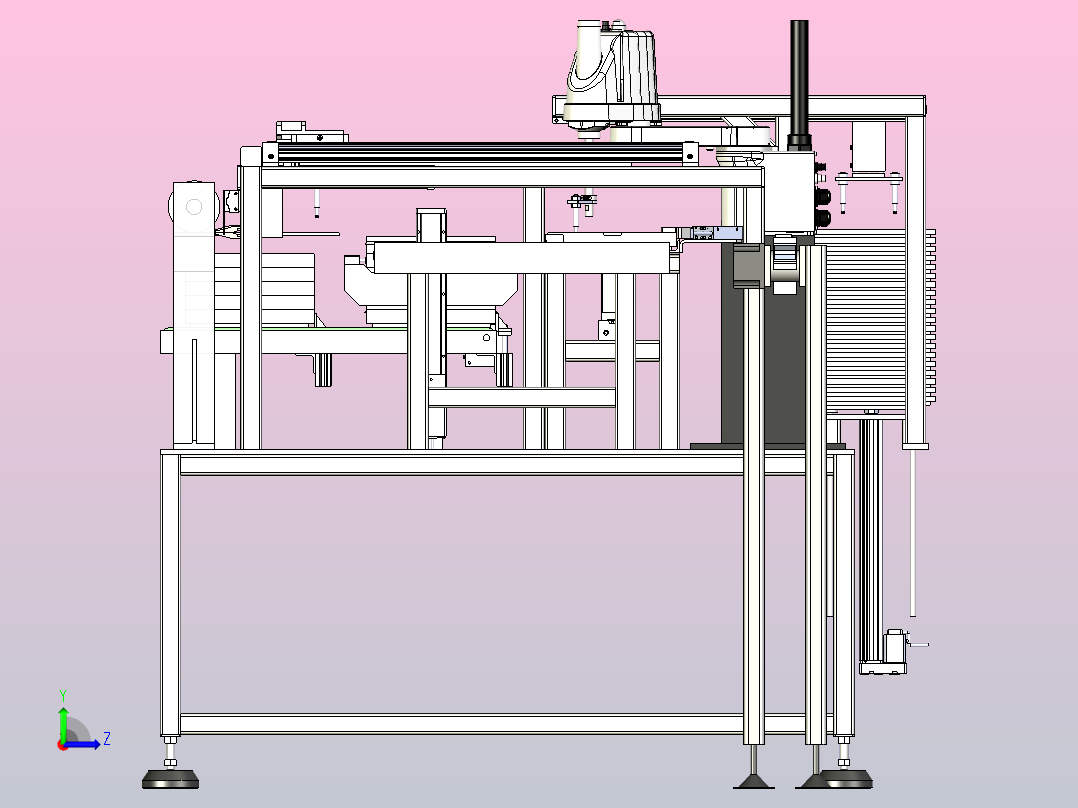 制品盖膜码垛机三维模型图纸左视图