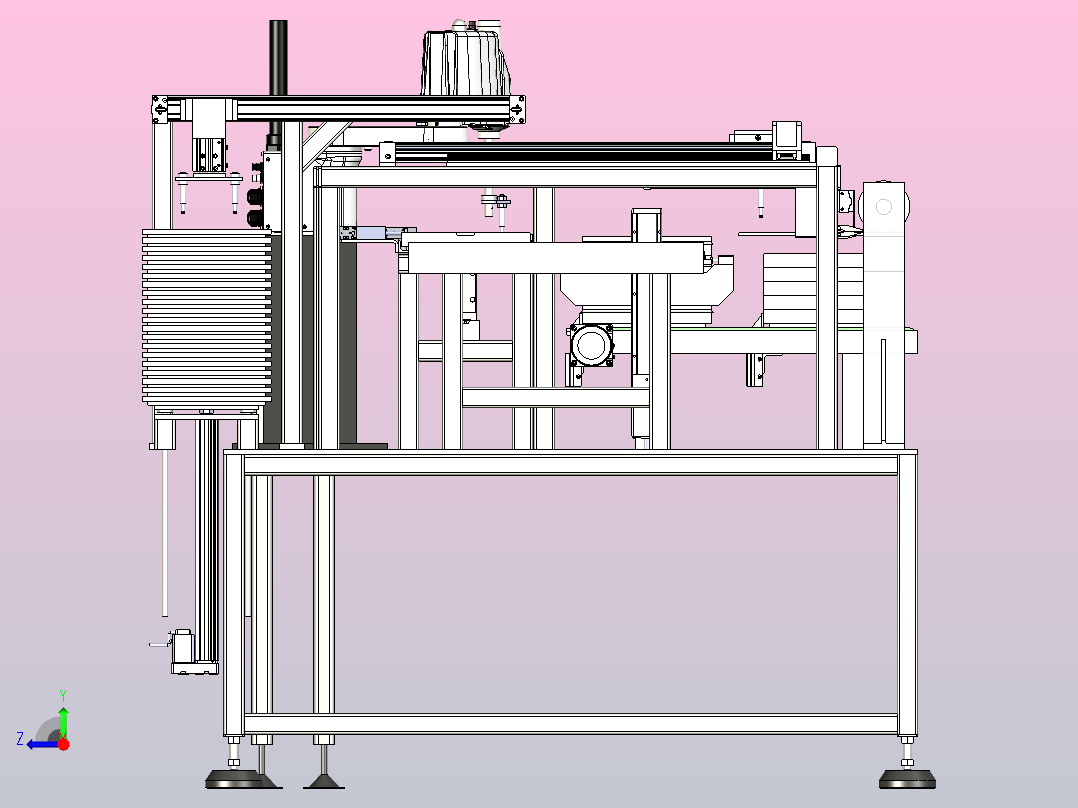 制品盖膜码垛机三维模型图纸右视图
