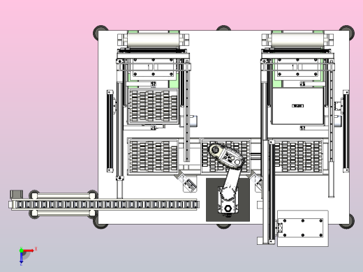 制品盖膜码垛机三维模型图纸俯视缩略图
