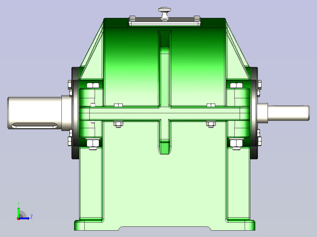 两级斜齿齿轮减速器3D模型左视图