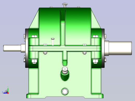 两级斜齿齿轮减速器3D模型右视缩略图