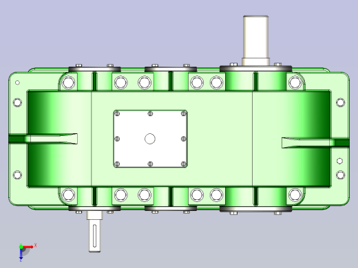 两级斜齿齿轮减速器3D模型俯视缩略图