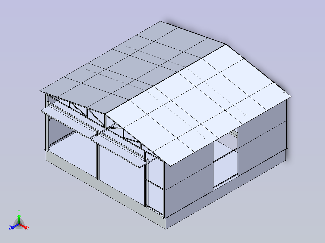 可容纳两车的6x6车库主视图
