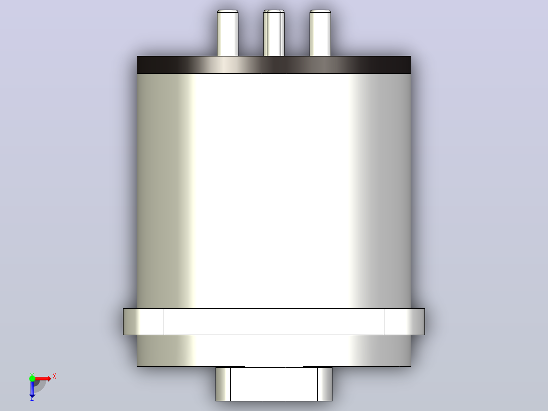 XLR连接器3极母，垂直PCB安装俯视图