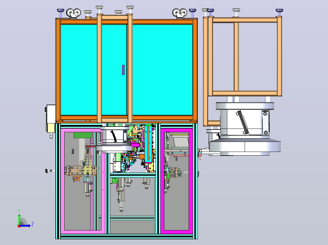 非标组装设备机械手振动盘转台设备3D图左视图