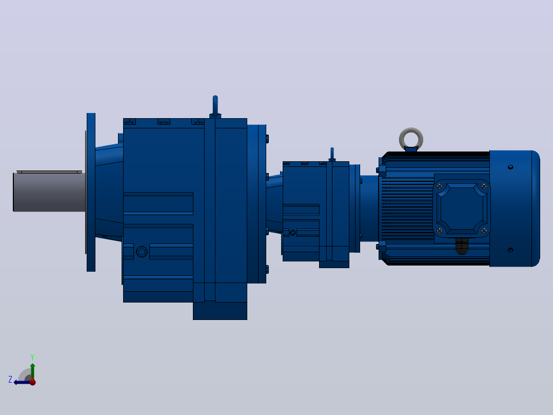 RF147R87法兰轴伸式组合型斜齿轮减速机RF147R87-Y11-4P-160M-M1-0°-Φ450右视图