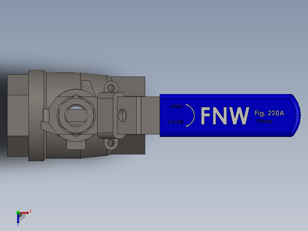 FNW-FNW220ASEG二片式内螺纹球阀俯视图