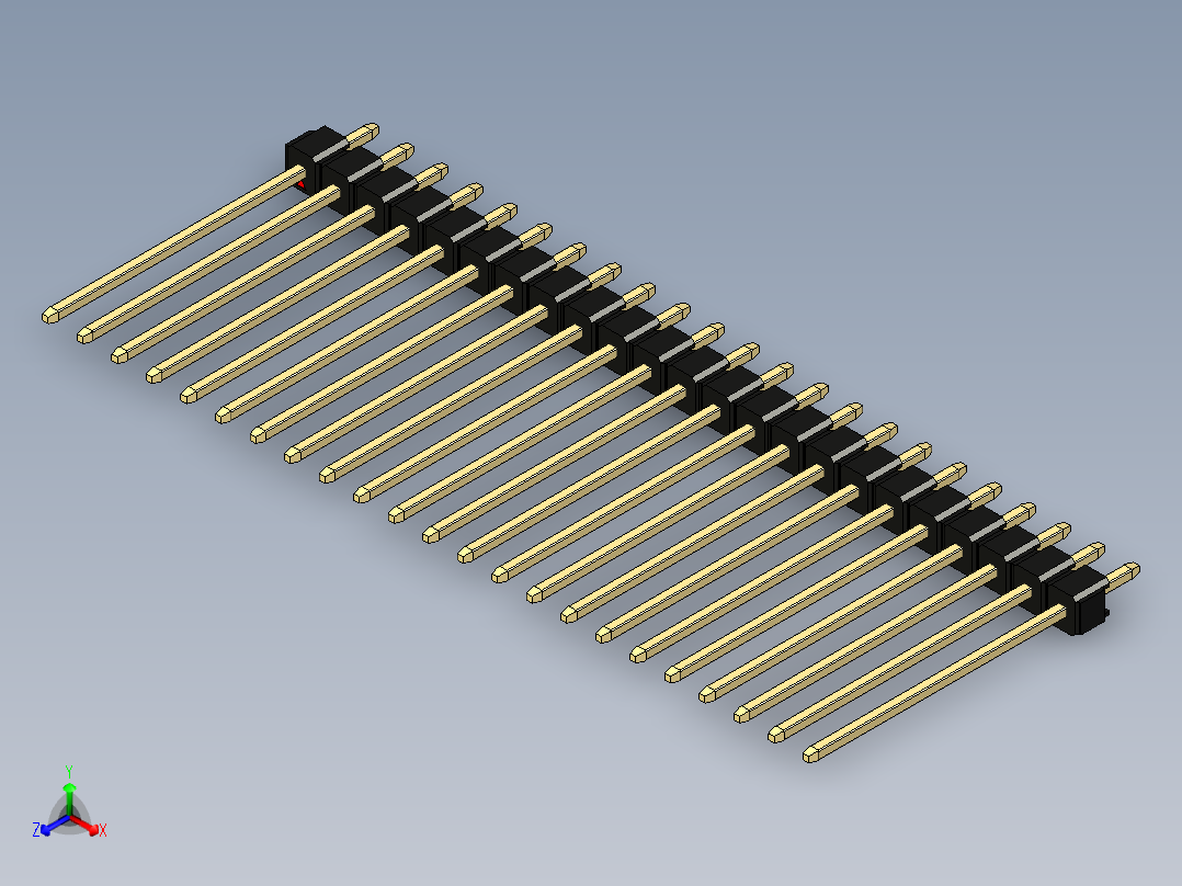 彩色公头100mil（2.54mm）系列-DS1021_black_1x23p_100mil_Type19_rev1.0主视图