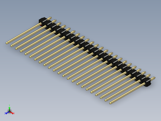 彩色公头100mil（2.54mm）系列-DS1021_black_1x23p_100mil_Type19_rev1.0正等轴测缩略图