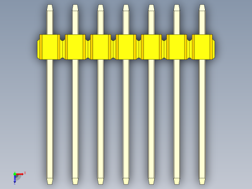 彩色公头100mil（2.54mm）系列-DS1021_yellow_3x07p_100mil_Type5_rev1.0俯视缩略图