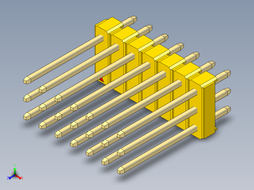 彩色公头100mil（2.54mm）系列-DS1021_yellow_3x07p_100mil_Type5_rev1.0正等轴测缩略图