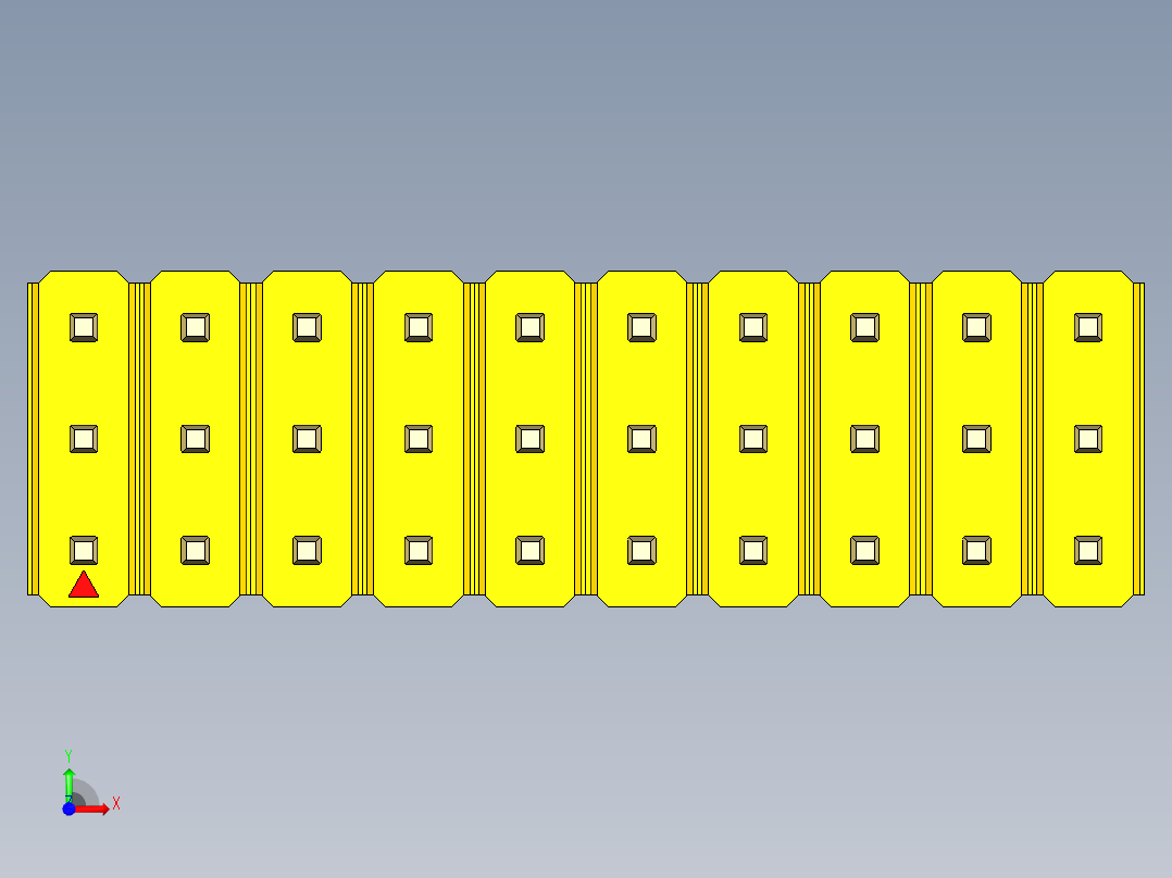 彩色公头100mil（2.54mm）系列-DS1021_yellow_3x10p_100mil_Type1_rev1.0前视图