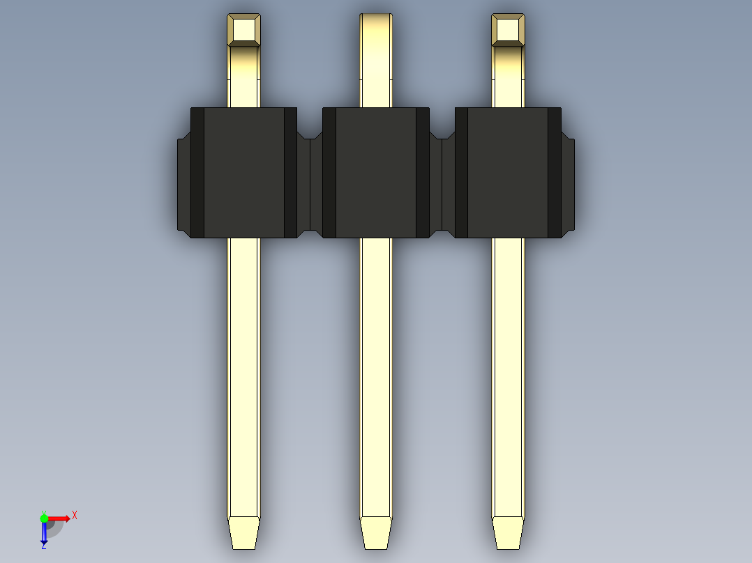 彩色公排针 100mil 2.54mm 系列-DS1022_black_03p_100mil_Type_SMT_R1_rev1.0俯视图