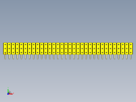 彩色公排针 100mil 2.54mm 系列-DS1022_yellow_3x32p_100mil_TypeD_rev1.0前视缩略图
