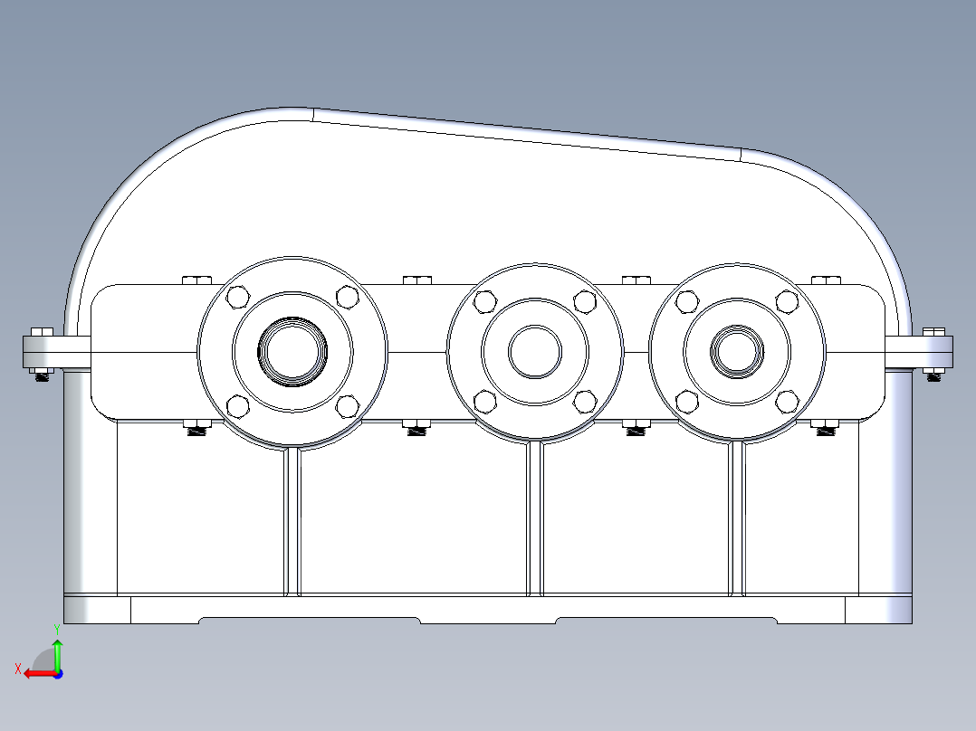 一款分动箱装配体后视图