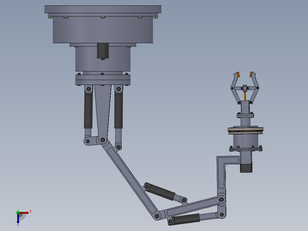 机械手模型与CAD俯视图