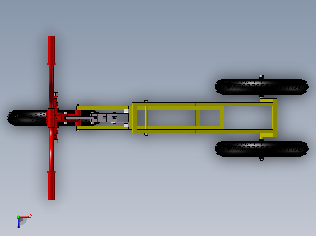 89---折叠三轮车设计sw2010三维图纸模型设计图纸俯视图