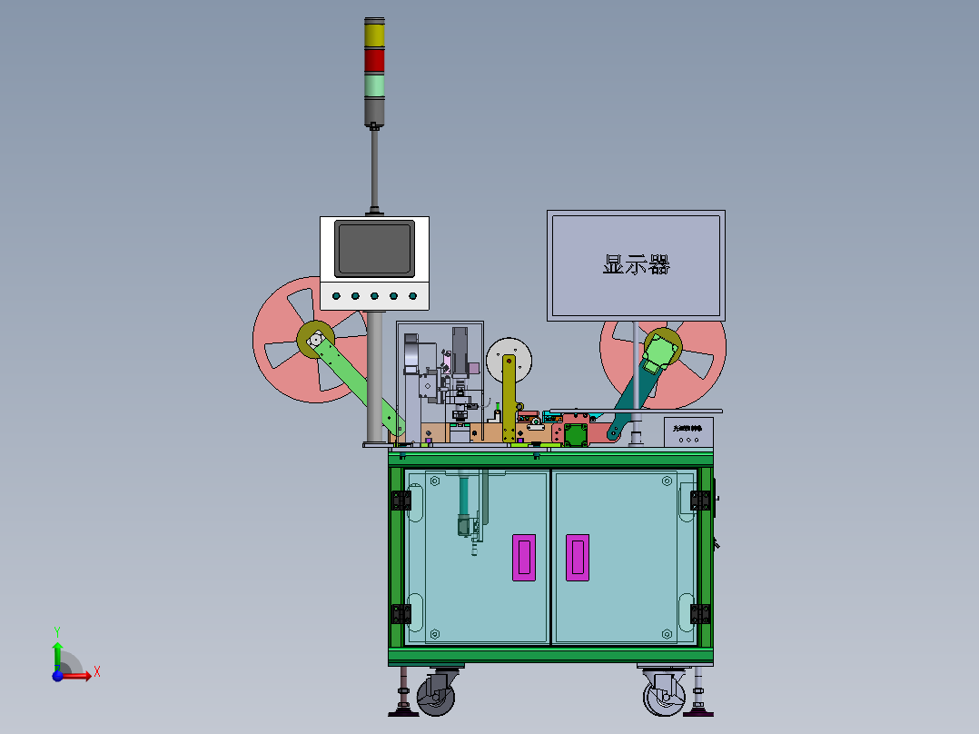 端子视觉检测与包装机（sw17可编辑+工程图+BOM）前视图