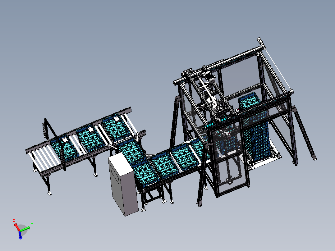 塑料箱堆垛机（sw18可编辑+工程图+bom）