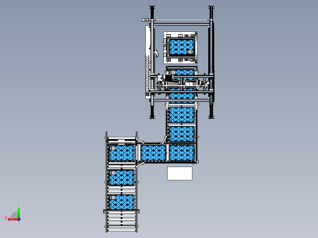 塑料箱堆垛机（sw18可编辑+工程图+bom）后视图