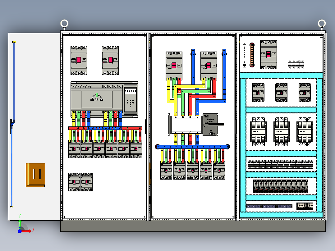 三柜组装双电源120A交流接触器控制柜 55290前视图