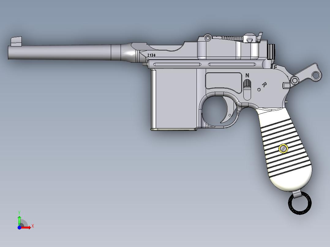 手枪左轮冲锋枪老式狙击步枪设计3D图纸mauser-711-nikl INVENTOR STP IGS STL前视图