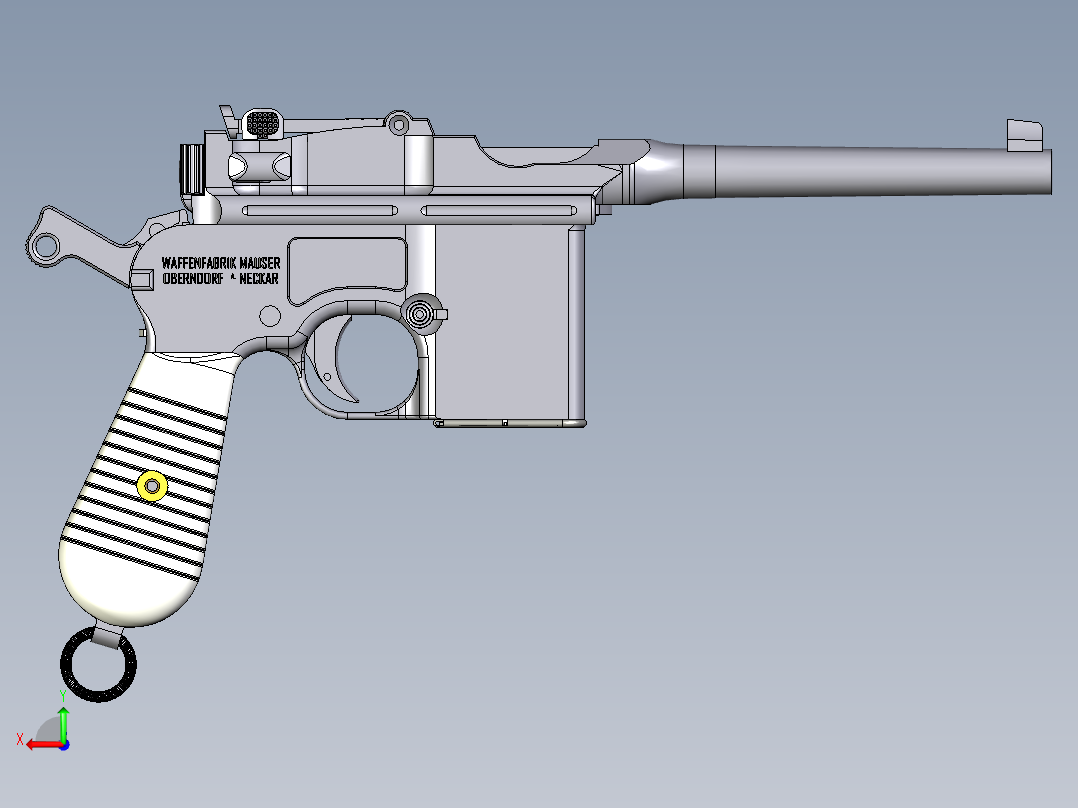手枪左轮冲锋枪老式狙击步枪设计3D图纸mauser-711-nikl INVENTOR STP IGS STL后视图