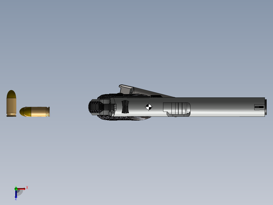 手枪左轮冲锋枪老式狙击步枪设计3D图纸Pistola M1911-A1 SW前视图