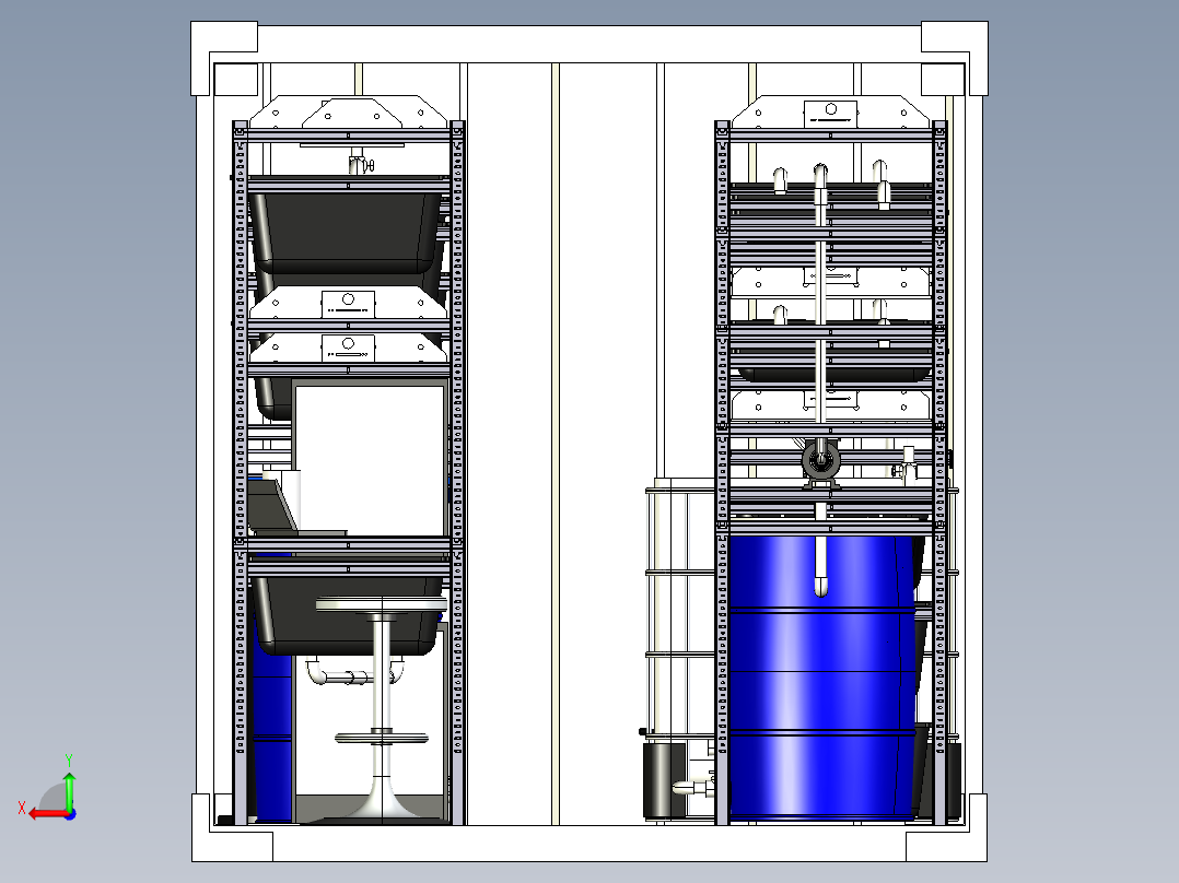 工厂化集装箱高密度养鱼后视图