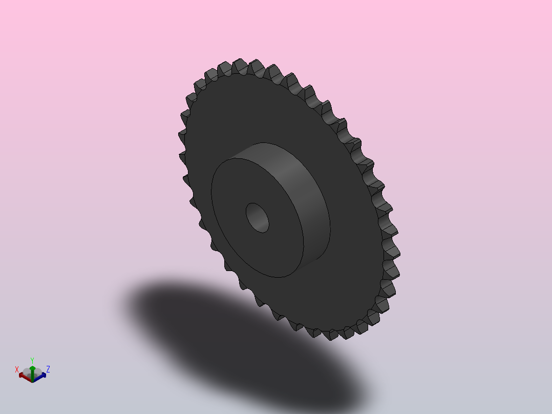 直孔链轮12B型_37-12B-1正等轴测图