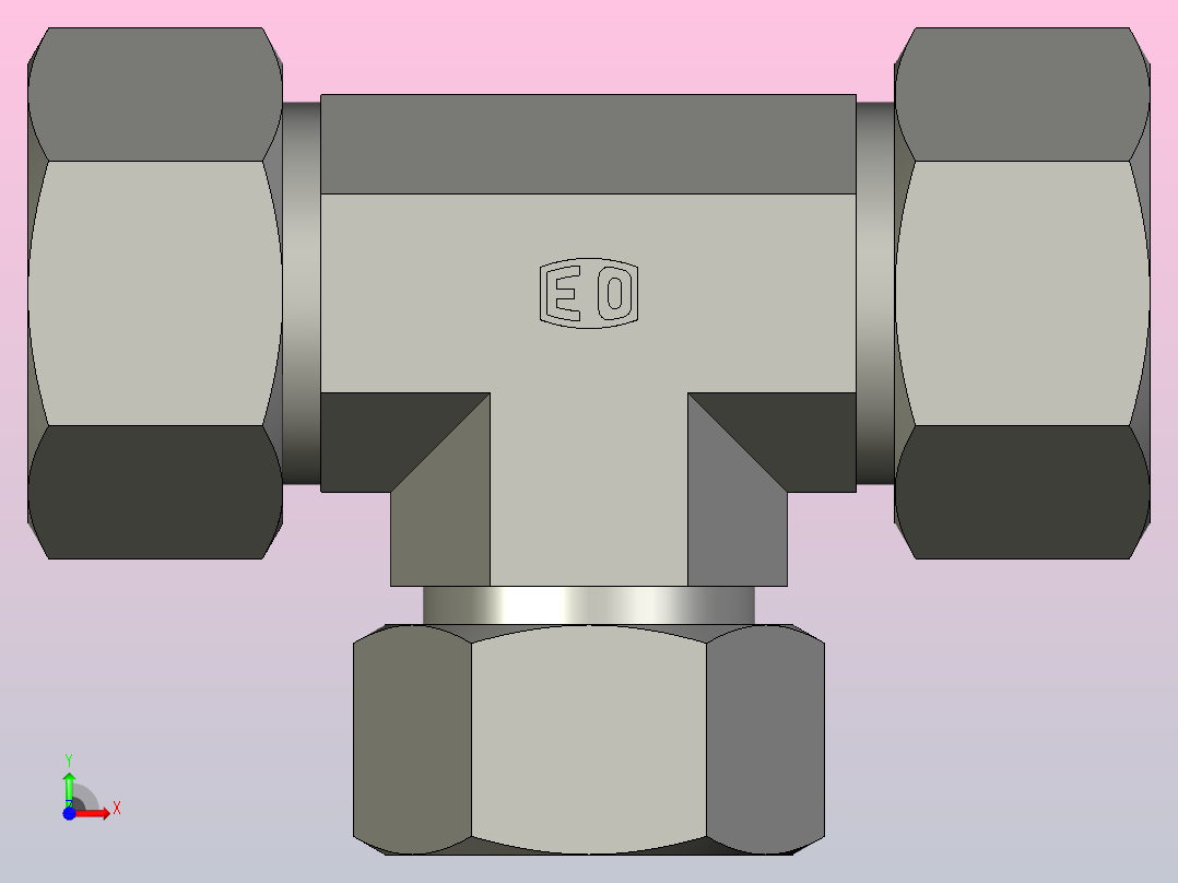 EO管接头三通异径管TR22 18 22L71.igs前视图
