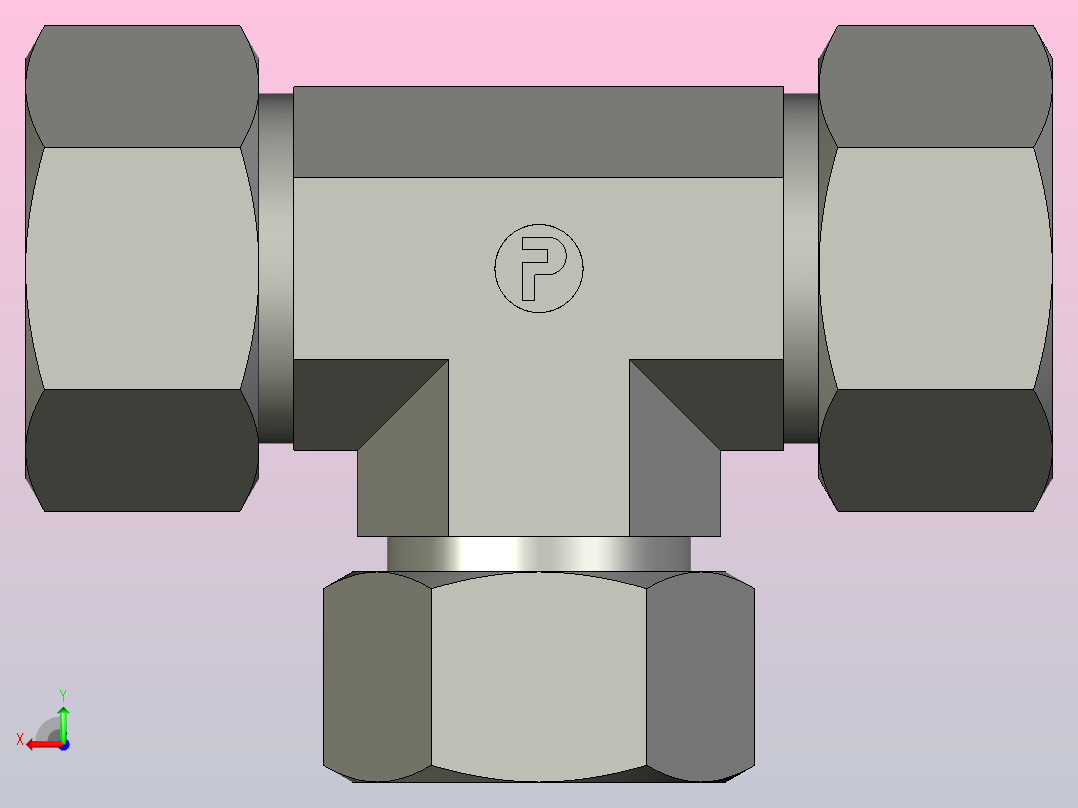 EO管接头三通异径管TR22 18 22L71.igs后视图