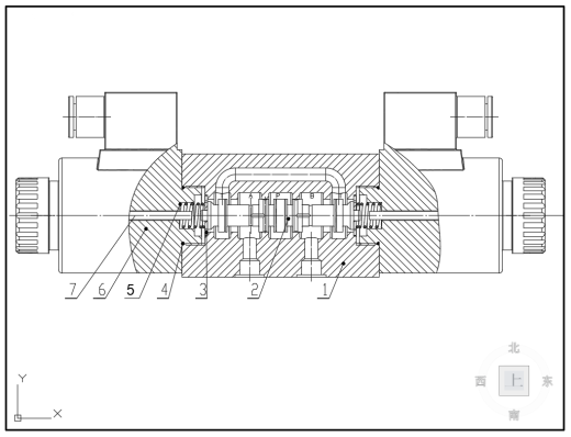 10通径三位四通电磁换向阀Y型5凸肩（CAD+说明书）缩略图