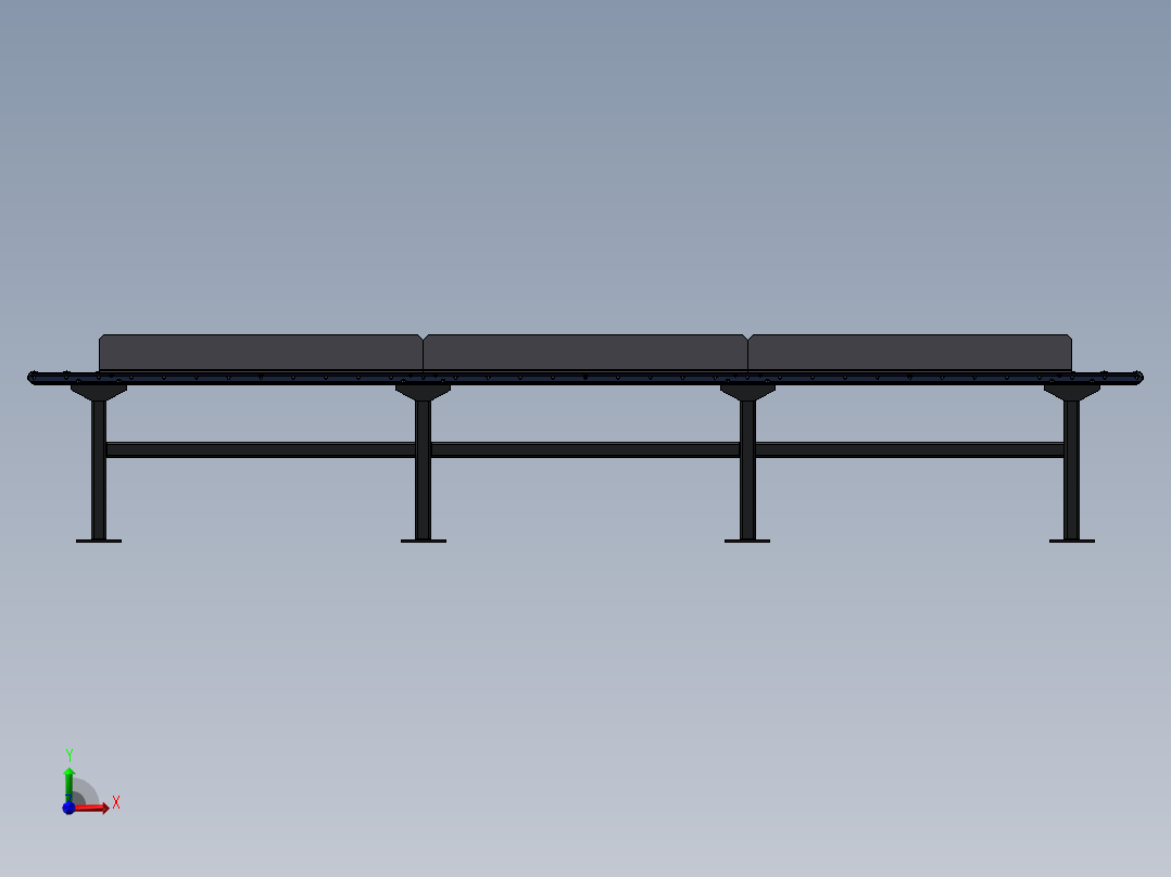 滚筒式输送线输送机3d图纸前视图