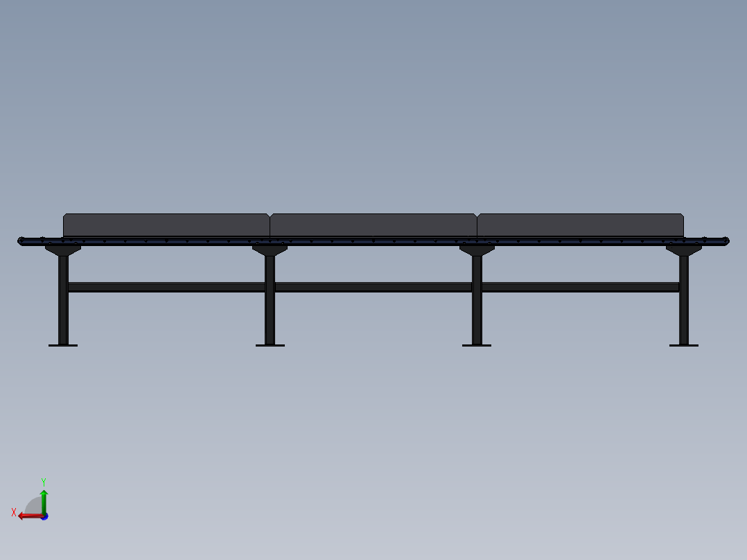 滚筒式输送线输送机3d图纸后视图