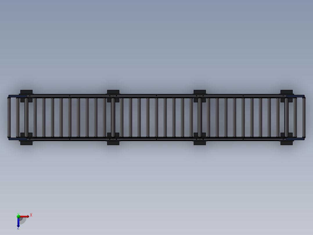 滚筒式输送线输送机3d图纸俯视图
