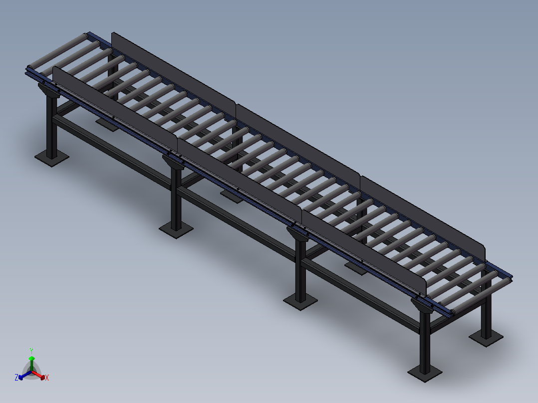 滚筒式输送线输送机3d图纸正等轴测图