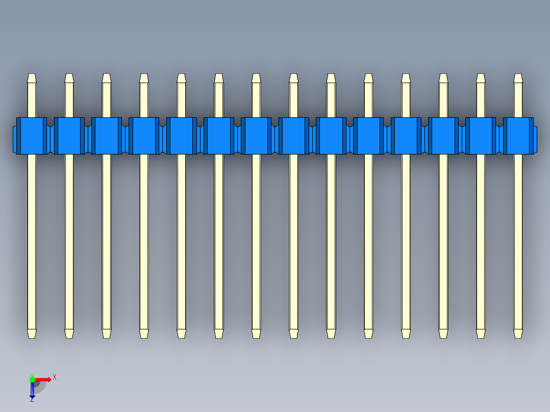 彩色公头100mil（2.54mm）系列-DS1021_blue_2x14p_100mil_Type5_rev1.0俯视图