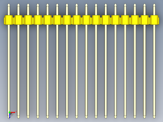 彩色公头100mil（2.54mm）系列-DS1021_yellow_2x16p_100mil_Type43_rev1.0俯视缩略图