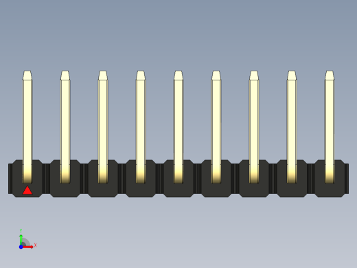 彩色公排针 100mil 2.54mm 系列-DS1022_black_09p_100mil_TypeU_rev1.0前视缩略图