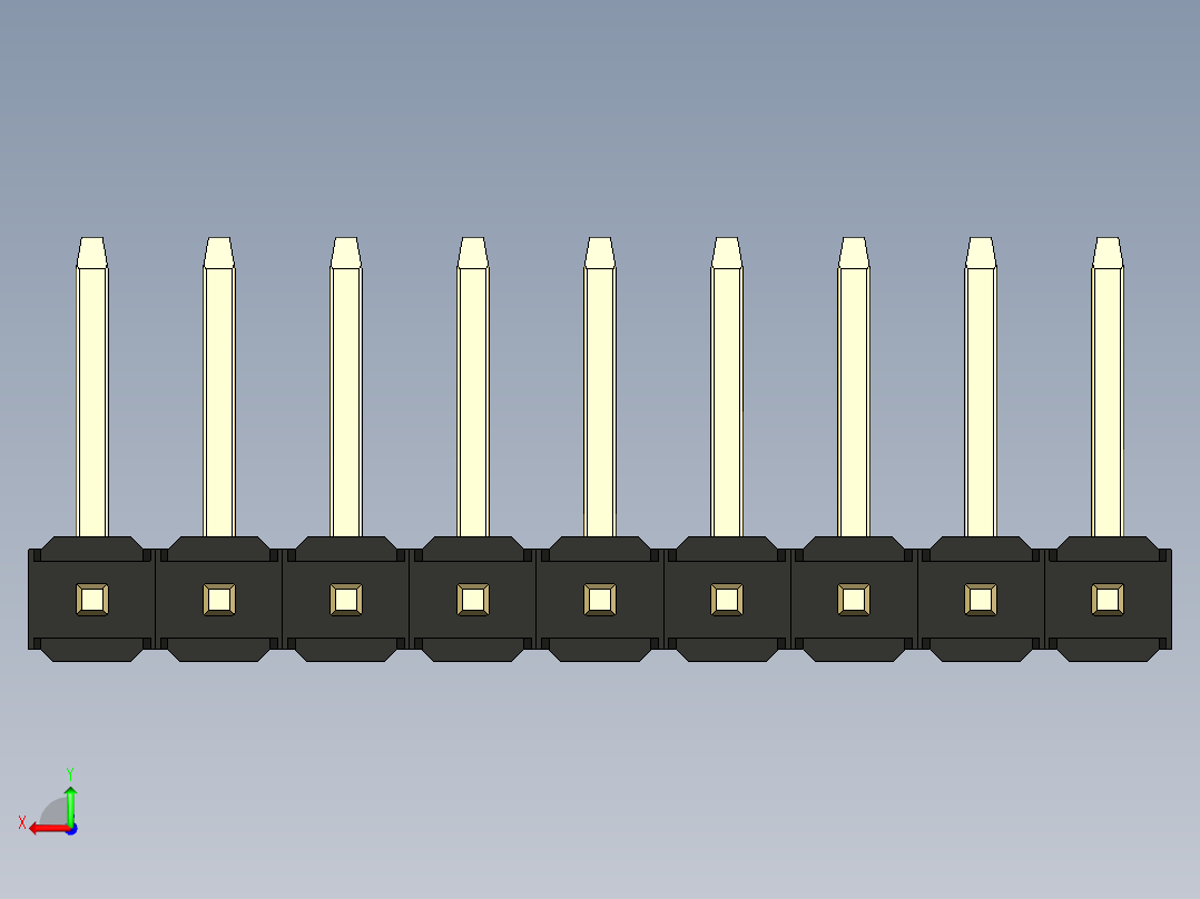 彩色公排针 100mil 2.54mm 系列-DS1022_black_09p_100mil_TypeU_rev1.0后视图