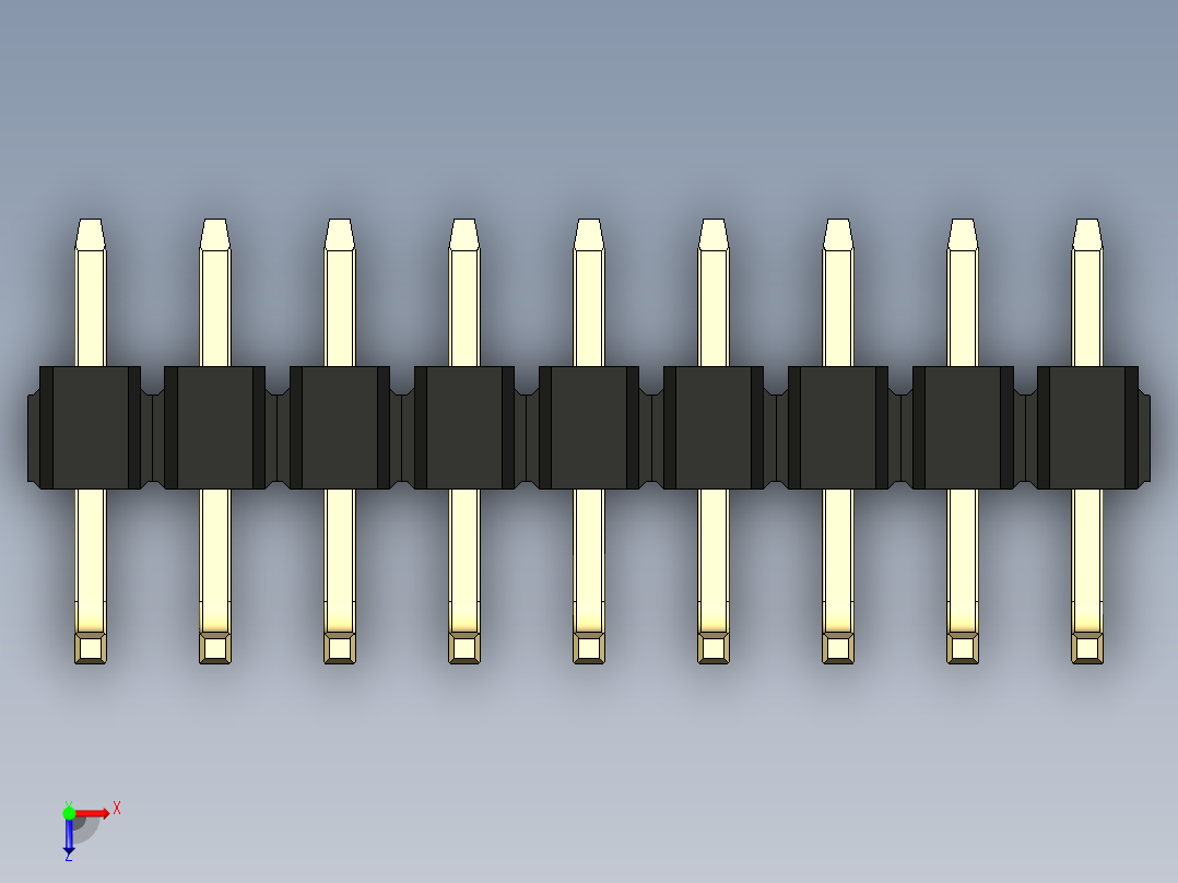 彩色公排针 100mil 2.54mm 系列-DS1022_black_09p_100mil_TypeU_rev1.0俯视图