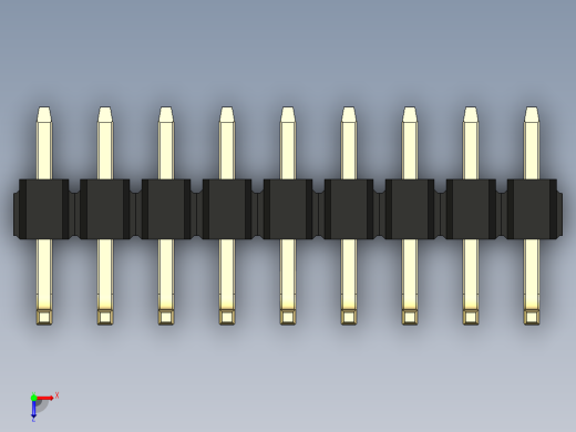 彩色公排针 100mil 2.54mm 系列-DS1022_black_09p_100mil_TypeU_rev1.0俯视缩略图