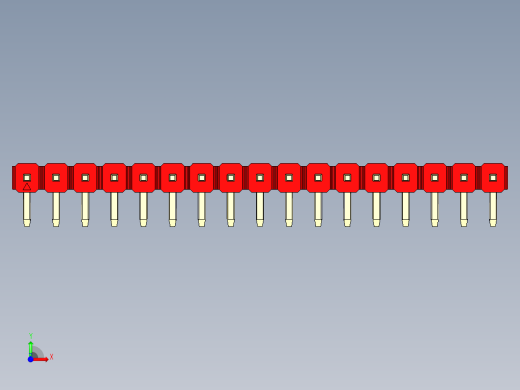 彩色公排针 100mil 2.54mm 系列-DS1022_red_1x17p_100mil_TypeD_rev1.0前视缩略图